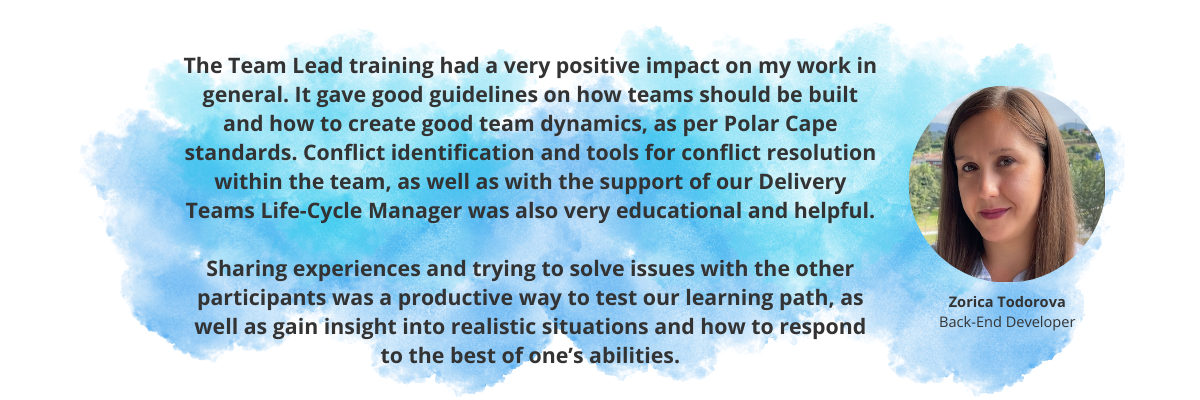 Employee testimonial about Polar Cape Team Lead trainings
